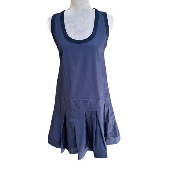 SIMKHAI Navy Pleated Drop Waist Sleeveless Dress‎ XS NWT Cotton $345 - Picture 2 of 10